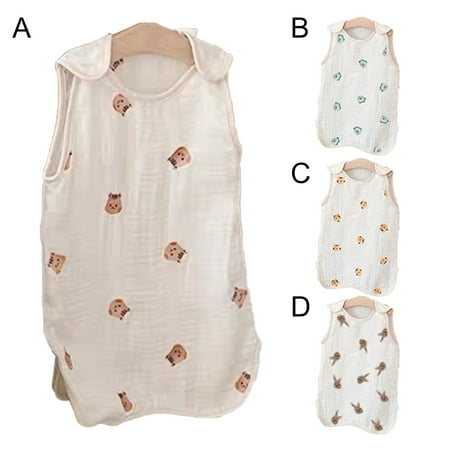 

LIHUA Baby Sleeping Bag Sleeveless Button Closure Breathable Squirrel Dinosaur Print Infant Sleepwear Nursery Supplies