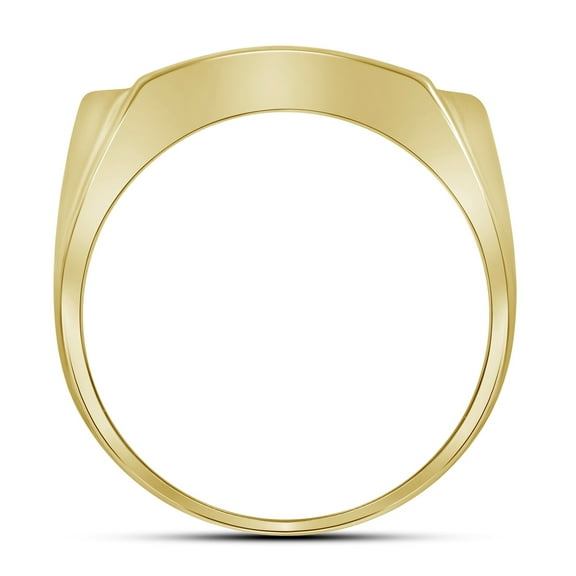 10K Yellow Gold Mens Round Diamond Rectangle Arched Cluster Ring 1/2 Cttw, Mens Size: 7-13