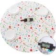 thumbnail image 4 of UMINEUX Round Fitted Vinyl Tablecloth with Elastic Edged & Flannel Backing, Fits Tables up to 45"-56" Diameter (Red Flower), 4 of 6