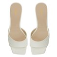 thumbnail image 5 of YDN Women Open Square Toe Single Strap Sandals Slip on Kitten Low Heel Mules Daily Walking Dress Heeled Slides Size 14 White, 5 of 5