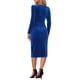 thumbnail image 3 of INSPIRE CHIC Vestidos de terciopelo de sirena elegantes para mujeres, vestido midi ajustado de cóctel para fiesta de noche con escote cuadrado en azul real, 3 of 6
