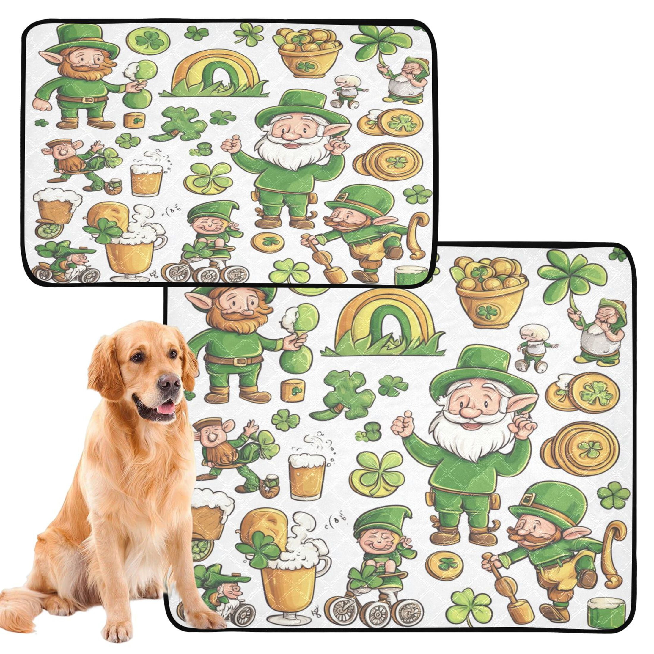 Qxltty St Patricks Day Elements Cat litter Pads Pet Set of 3 Diaper Mats Center Anti-leakage Layer Absorbent Soft and Comfortable