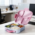 thumbnail image 4 of Microwave Safe Compartmentalized Lunchbox, Durable Plastic Bento Box with Fork Spoon Sauce Container, Portable School Work Meal Prep Kit for Adults Easy Clean Dishwasher Safe, Purple, 4 of 6