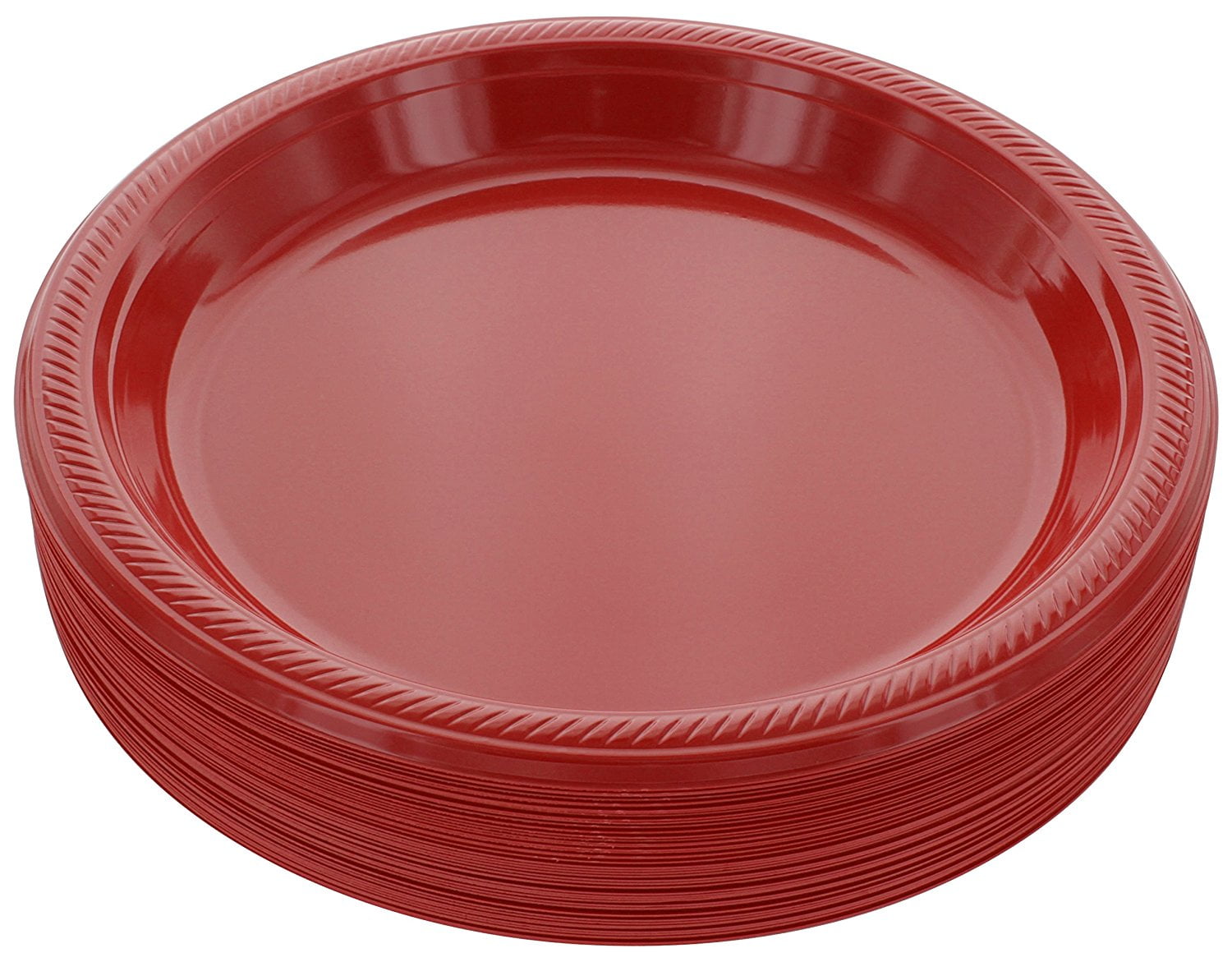 Amcrate Red Disposable Plastic Party Plates 10.4' - Ideal for Weddings ...