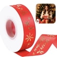 thumbnail image 2 of Christmas Ribbon 75.46Ft Merry Christmas Satin Ribbon with Gold Snowflake Pattern for Holiday Gift Wrapping Xmas Tree Garland Wreath Decorations Ribbon for DIY Craft Party Supplies, 2 of 4