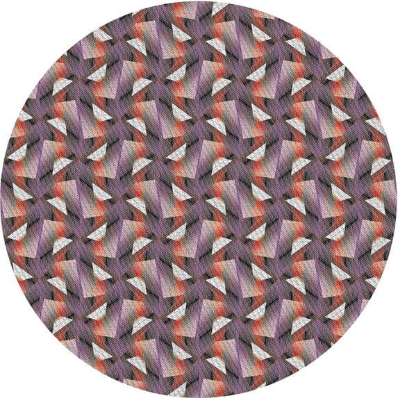 Ahgly Company Indoor Round Patterned Maroon Purple Novelty Area Rugs, 4' Round