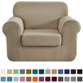 thumbnail image 1 of CHUN YI Stretch 2-Piece Checks Sofa Cover with Cushion Cover Slipcover, 1 of 6
