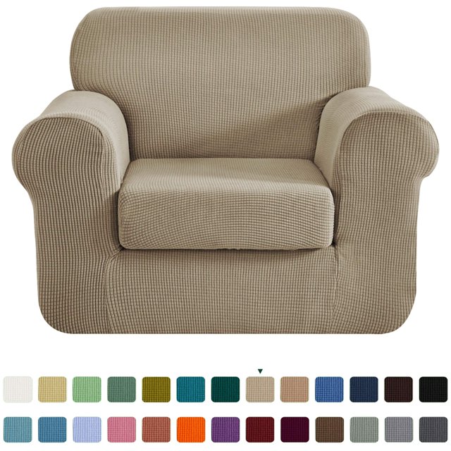 CHUN YI Stretch 2-Piece Checks Sofa Cover with Cushion Cover Slipcover
