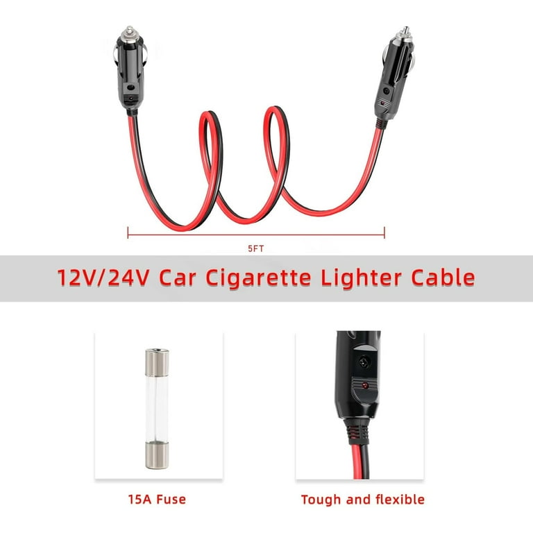 car cigarette male extension CoolStuff Male to Male Cigarette Lighter Cord, 14AWG 12V Car Cigarette  Lighter Plug Extension Cable for Vehicles RV Boats(5FT/10FT)