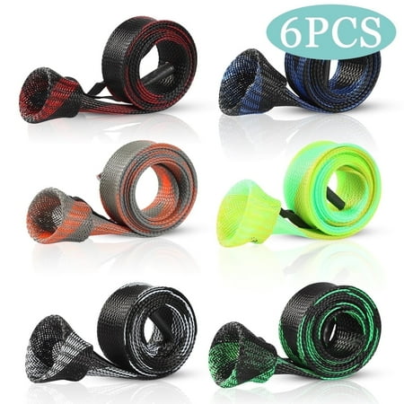 Fishing Rod Sleeve Fishing Rod Sock Rod Cover Braided Mesh Rod Protector Pole Gloves Fishing Tools for Spinning Fishing Rod 6 Pcs
