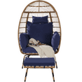 thumbnail image 5 of LEGAHOME Oversized Wicker Egg Chair with Ottoman and Thick Cushions, Outdoor Indoor Large Rattan Egg Chair, Heavy Duty Egg Chair for Porch, Backyard, Balcony, Dark Blue, 5 of 8
