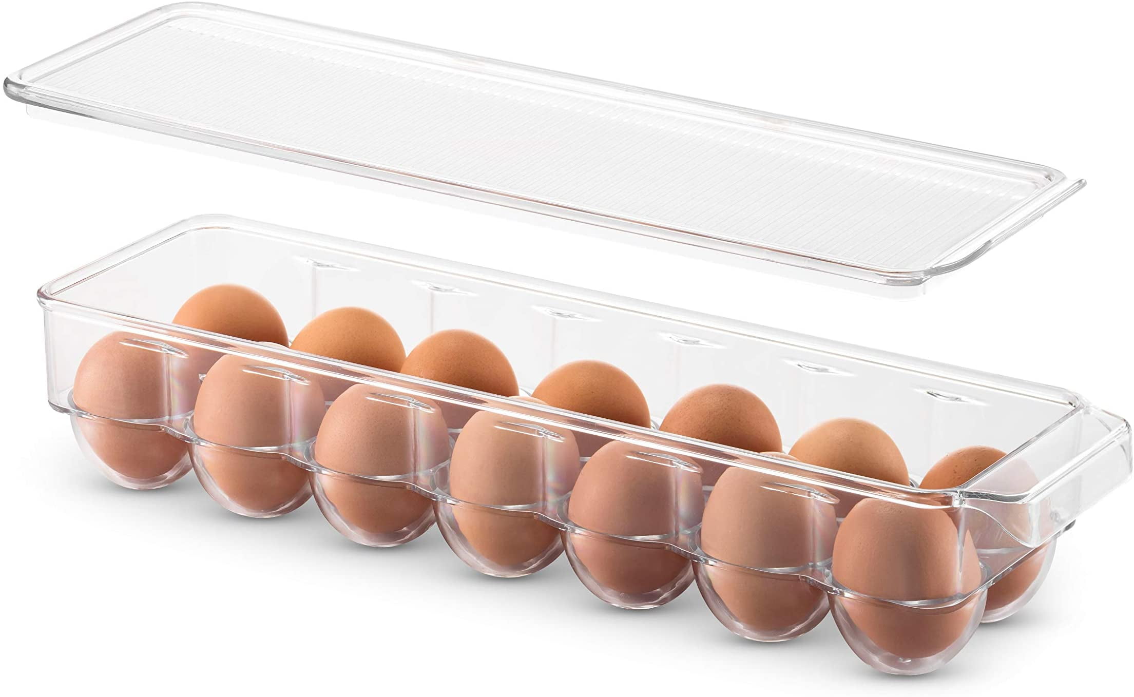 TankerStreet Frige Binz 14 Egg Tray PET with Built-in Handle Clear Fridge Egg Holder Storage Containers with Lid Stackable Egg Rack BPA-Free 