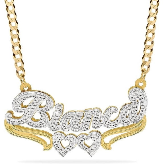 Elegant Designs 14K Gold Sterling Silver Personalized Script Nameplate Necklace - Double Plated Name Necklace - Customizable Handcrafted Jewelry for Women, Customized Name Word Necklace
