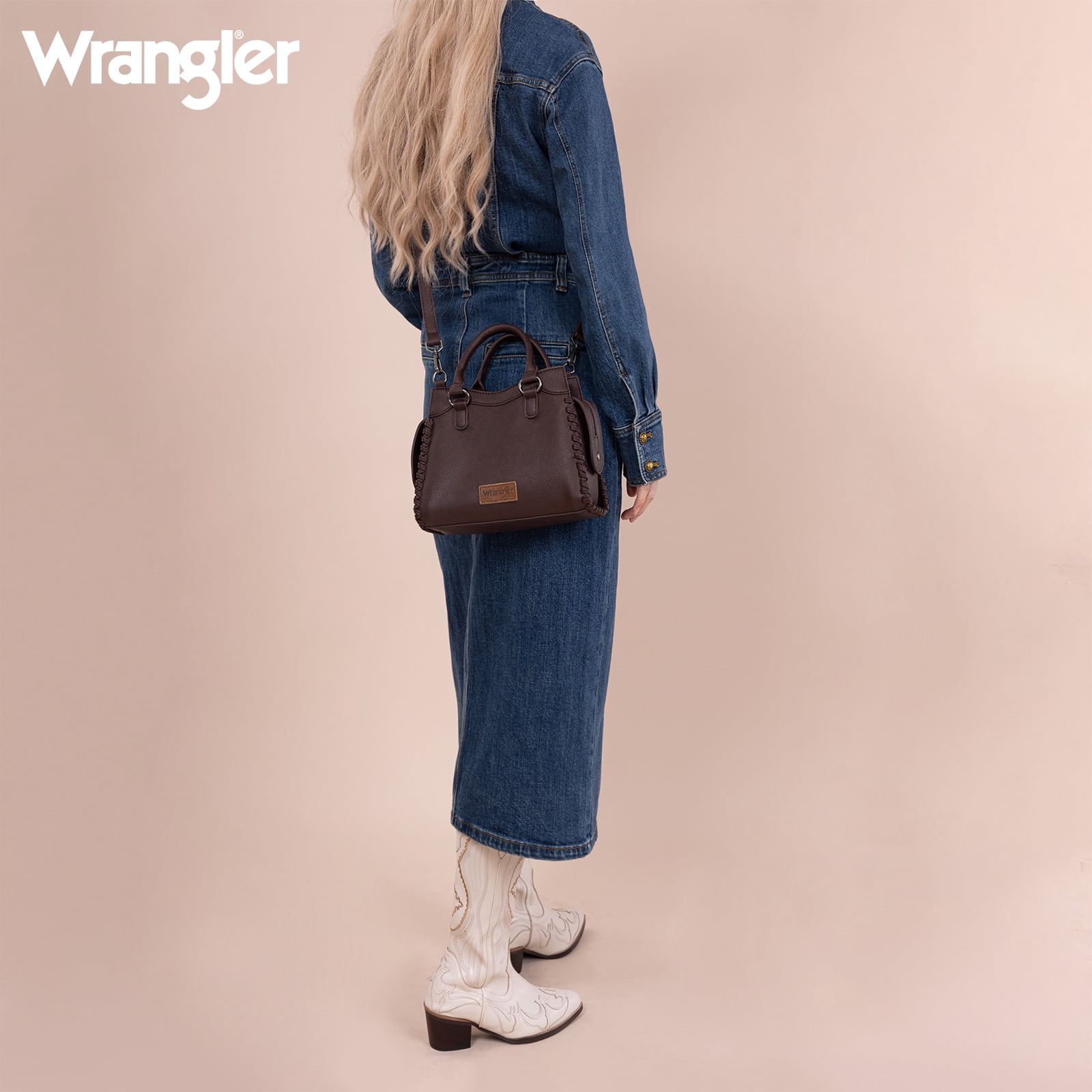 Wrangler Purses for Women Carry All Handbags Small Crossbody Purses with Zipper, Coffee