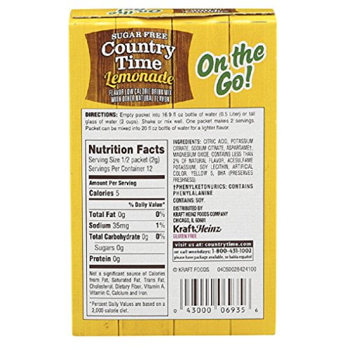 Country Time Lemonade and Pink Lemonade Sugar Free On the Go! Bundle 6 Packets Powder (Pack of 6) Gluten Free (Lemonade and Pink Lemonade)