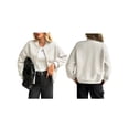 thumbnail image 3 of Womens Short Faux Fur Shearling Jacket Fall Winter Full Zip with Pockets Coats with Pocket Cream White S, 3 of 7