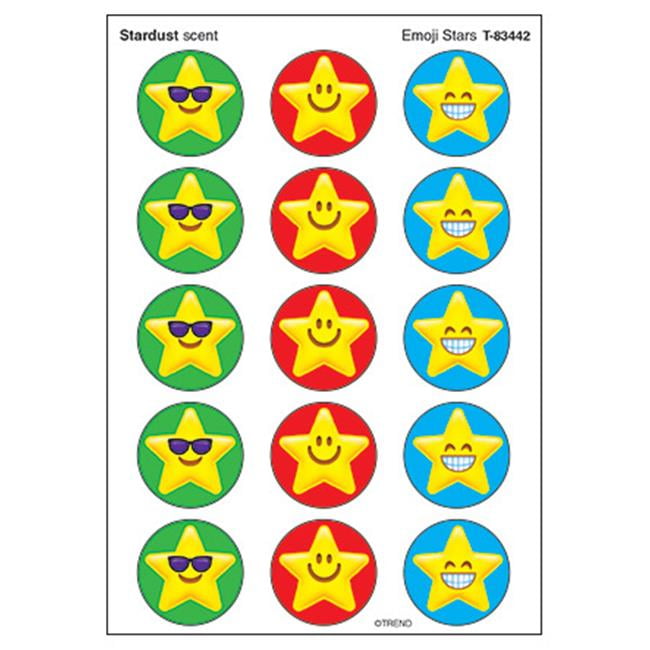 Stinky Sticker Lg Round Emoji Stars Scratch N Sniff