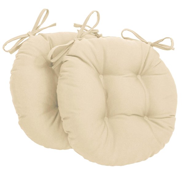 16 Inch Solid Twill Round Tufted Chair Cushions Set Of 2 Color Natural Com 16 Inch Solid Twill Round Tufted Chair, 16 Inch Round Chair Pads