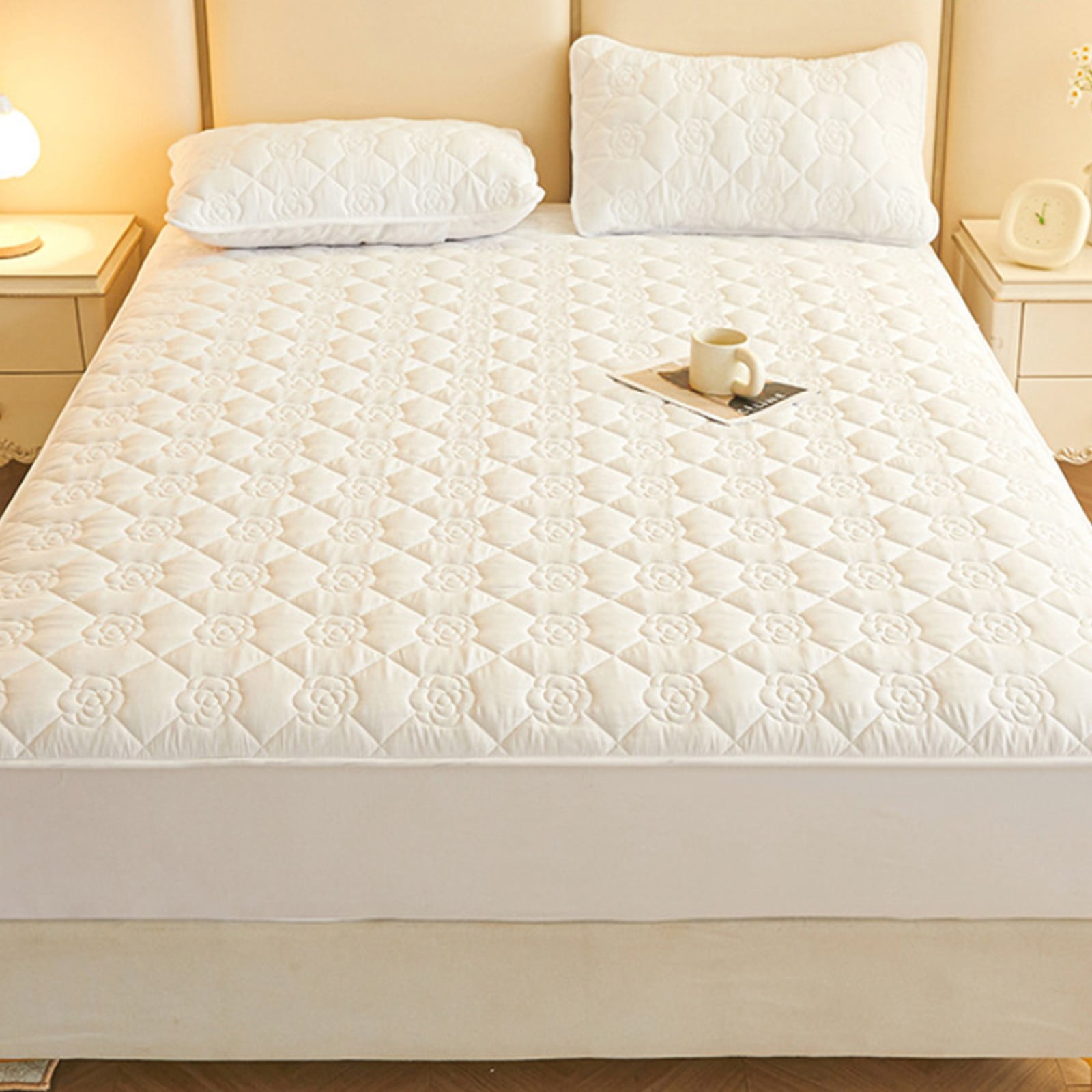 Tgbvmt Waterproof Fitted Bed Sheet Soft Polyester Mattress Protector 180x200cm Breathable Washable Bed Cover for Home Hotel Dormitory Bedroom Comfort Ideal for All Seasons and Daily Use