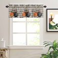thumbnail image 2 of Fall Thanksgiving Valances for Windows Pumpkin with Floral Black White Diamond Plaid Rod Pocket Curtain Valance Window Treatment Short Curtains for Kitchen Living Room, 42"x18", 2 of 5