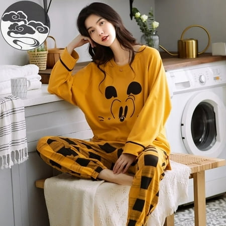 

QWZNDZGR Spring Autumn Women s Sleep Lounge Pajama Long Sleeved Woman Pajama Set Cartoon Pyjamas Cotton Sleepwear M L XL XXL XXXL Fashion