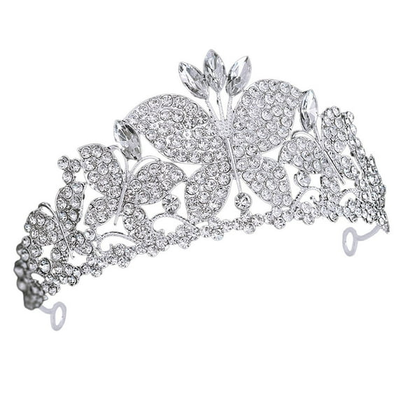 LEORX Butterfly Crown Women Silver Rhinestone 1Pack