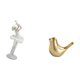 thumbnail image 4 of Figura artística de una bailarina moderna con pájaros dorados. Estatua creativa de animal para dormitorio, oficina, repisa de chimenea, sala de estar, 4 of 7