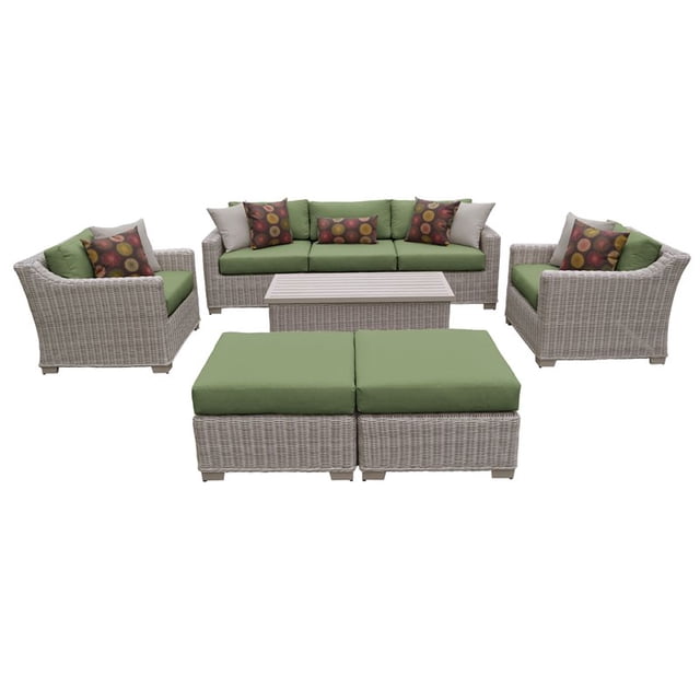 Ensemble de Meubles de Patio en Osier d'Extérieur 8 Pcs en Cilantro