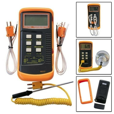 chengsi Digital K-Type Thermocouple Thermometer (-50-1300°C) With Dual Channels 4 Probes Handheld High Temperature