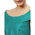 thumbnail image 4 of eloria Women's Art Silk Boat Neck Sari Top Blouse Partywear Sleevless Fillers With backside Zipper, Color : Sea Green, 4 of 6