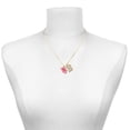 thumbnail image 2 of Delight Jewelry Silver-tone Hot Pink Hibiscus Flower - Large Goldtone Crystal Initial - B - Charm Necklace, 17.5"+2", 2 of 4