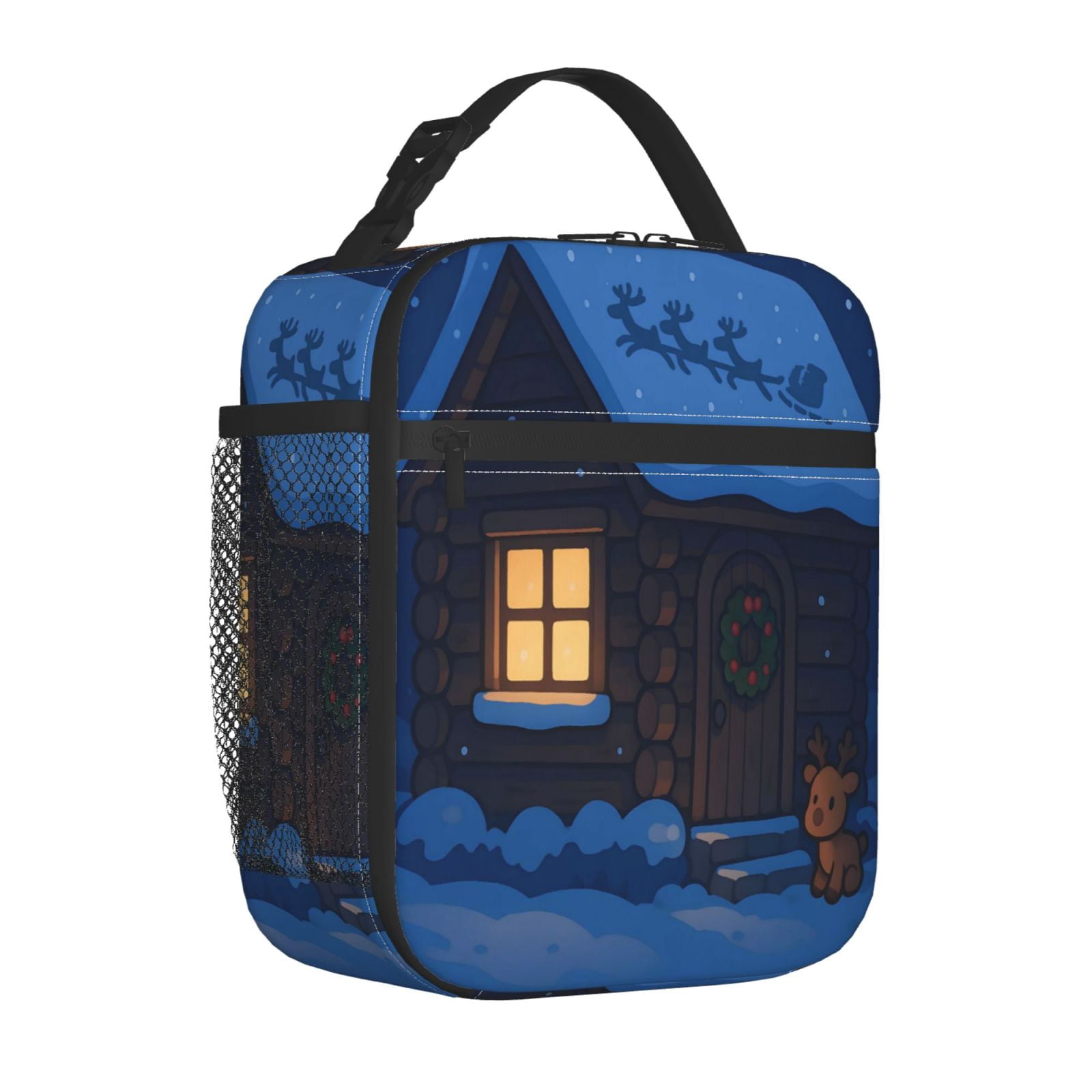 Lunch Bag For Women Men Insulated Portable Lunch Box Bento Box Office Picnic Travel Cooler Bag A House In The Snowy Winter