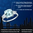 thumbnail image 2 of Gem Stone King 10K White Gold Sky Blue Simulated Aquamarine and White Zirconia Engagement Ring for Women | 5.34 Cttw | Cushion 10MM | Gemstone March Birthstone | Size 6, 2 of 6