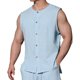 thumbnail image 1 of pstuiky Camiseta sin mangas para hombre, Cárdigan informal de moda para hombre, liso, cuello redondo, sin mangas, con botones Chaleco de hombre m, 1 of 4