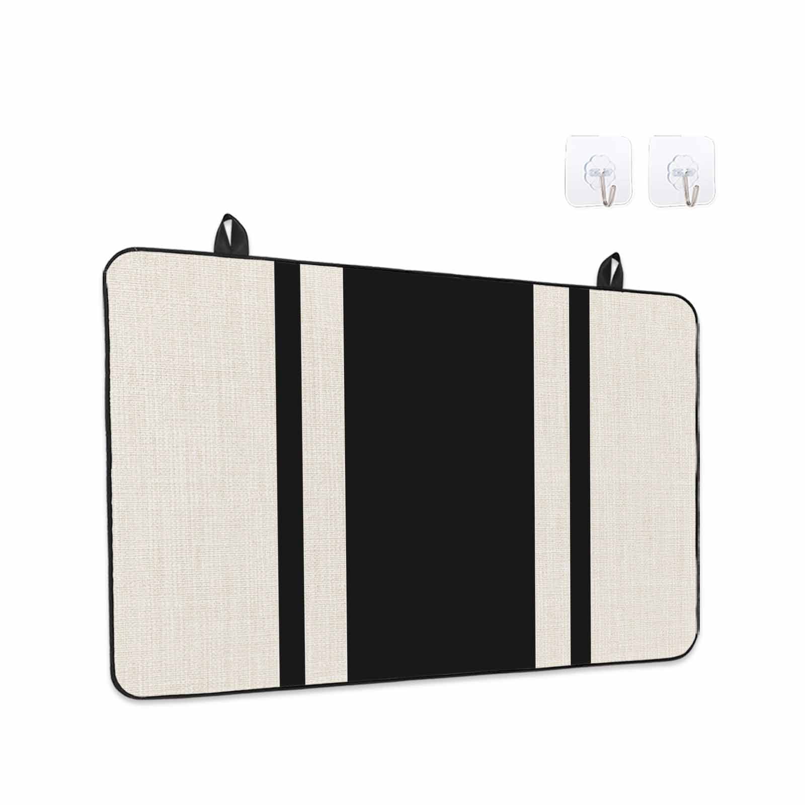 Black Vintage Stove Top Cover for Electric Stove, Heat-proof & Non Slip Glass Top Stove Cover Protector, Geometric Stripes Simple Lines Kitchen Flat Cooktop Rubber Mat 24x21 Inches