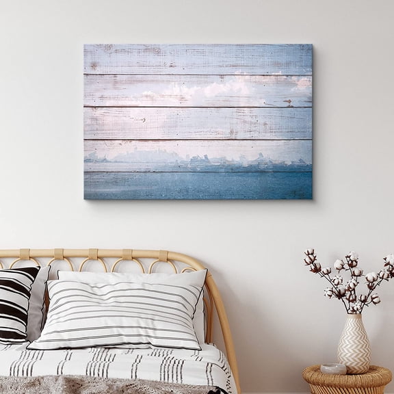 PixonSign Canvas Print Wall Art Wood Panel Style Sky and Sea Nature Wilderness Illustrations Modern Art Contemporary Scenic Colorful Multicolor Ultra for Living Room, Bedroom, Office - 16"x24"