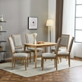 thumbnail image 4 of Set of 6 French Country Dining Chairs with Cane Backrest and Upholstered Seat - Fluted Legs Rustic Weathered Finish - Solid Rubberwood Vintage Kitchen Chairs, 4 of 9