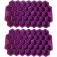 thumbnail image 1 of Porta hielo hexagonal SiliBlockPurple 2Pzas Morado Silicona 37Cavidades Grado Alimenticio Flexible. Chef Grill MXMSV-002, 1 of 2