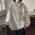 thumbnail image 4 of Sudaderas con capucha y media cremallera para hombre, estilo hip hop, overfit, otoño, ropa de calle cálida, ropa de hombre de alta calidad, con capucha, sencilla, de una pieza, 4 of 5