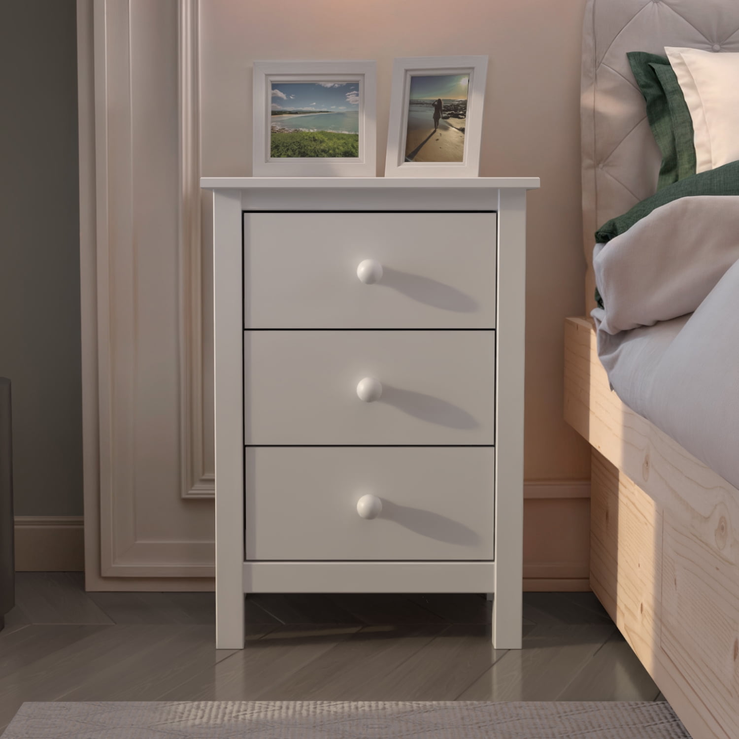 From the Tree Tall 3-Drawer Solid Wood Nightstand for Adults – Elegant Bedroom Bedside Table