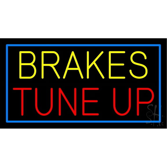 Brakes Tune Up LED Neon Sign 20 x 37 - inches, Clear Edge Cut Acrylic Backing, with Dimmer - Bright and Premium built indoor LED Neon Sign for automotive store, and mall.