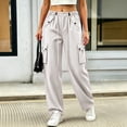 thumbnail image 4 of Guluxicc Womens Cargo Pants with Multi Pocket Quick Dry Elastic Waist Drawstring Straight Leg Trousers for Summer Casual Outfits, 4 of 5
