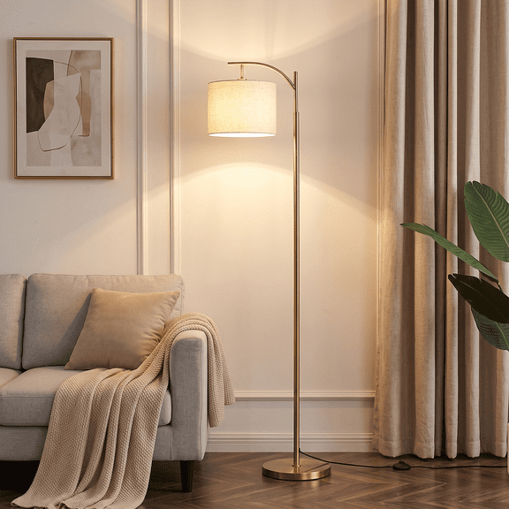 Vesteel Floor Lamp, Standing Lamp with 3 Color Temperatures & Lampshade, Arch Farmhouse Lamp for Living Room Bedroom Office