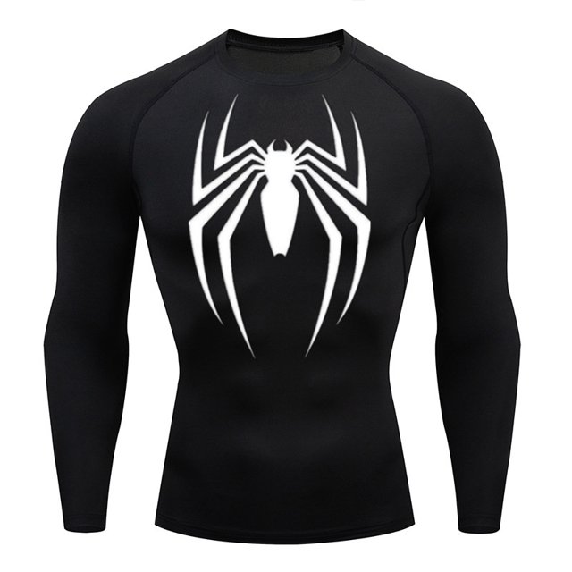 Compression Hommes Quatre Saisons Vacances Décontracté Adulte Col Rond Manches Courtes Araignée T-shirt Mode Imprimé Multi-Couleur Tendance LS