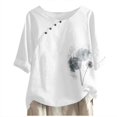 thumbnail image 2 of Linen Tops Womens Summer Tee Shirts Womens Short Sleeve T Shirts Graphic Womens T Shirts Loose Fit Womens T Shirts Graphic Mom Tops Loose Fit My Items, 2 of 3