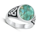 thumbnail image 4 of CHOOSE YOUR COLOR Vintage Celtic Simulated Turquoise Ring .925 Sterling Silver Band Blue CZ Female Size 8, 4 of 4