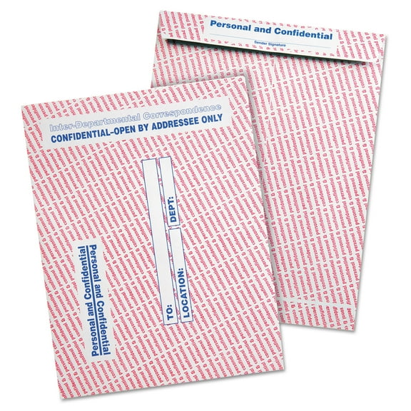 Quality Park Gray/Red Paper Gummed Flap Personal & Confidential Interoffice Envelope, #97, 10 x 13, Gray/Red, 100/Box (63778)