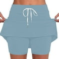 thumbnail image 2 of BiZtdJrK Women Yoga Skorts Drawstring High Waist Athletic Skort Lightweight Stretch Running Skirts with Shorts on sale and clearance Sky Blue L, 2 of 9
