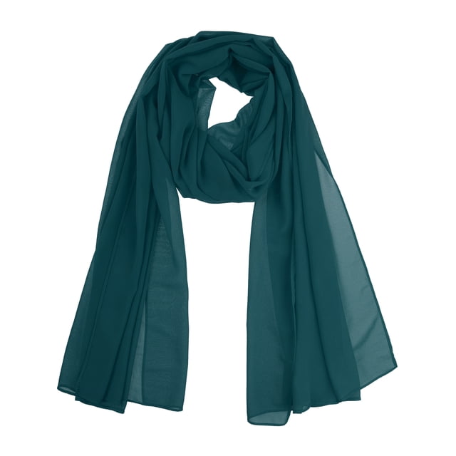 INSPIRAR CHIC Bufanda de Chiffon Sólido para Mujeres Ligera Suave Sheer Larga Envoltura para la Cabeza Chal Bufandas Verde Medianoche 68.9x27.6 pulgadas