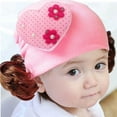 thumbnail image 2 of Odeerbi Toddler Hat Girls Knitted Wig Hat Love Heart Headband Infant Baby Headband Hair Band pink, 2 of 3